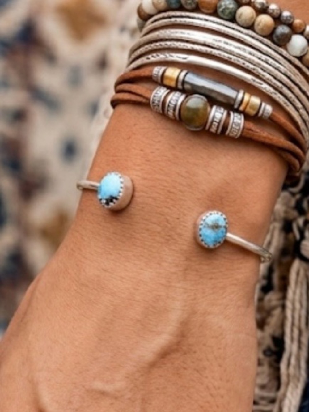 Golden Hills Turquoise Sterling Silver Cuff Bracelet 7 inch Dainty Adjustable
